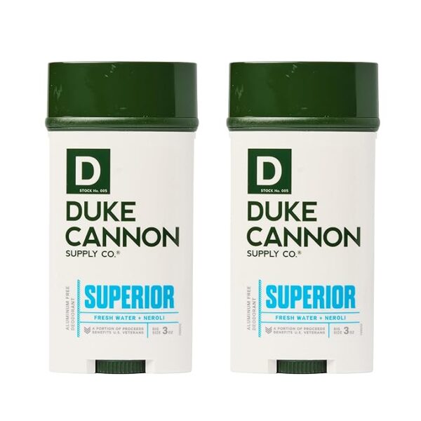 Duke Cannon Supply Co. Aluminum-Free Deodorant for Men 3 oz. Superior, 2 Pack - Unique Masculine Scent, Odor Control & Soothe Skin
